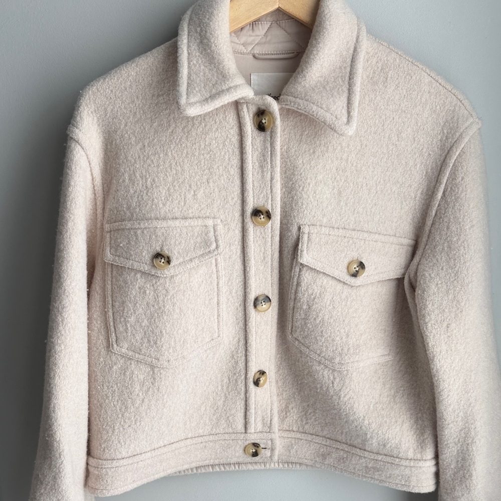 Women's Cream Cropped Wool Jacket